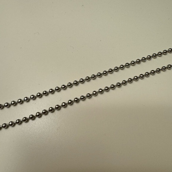 Upcycled broken Pyrex Blue Stripe Barcode ball chain necklace & star pendant - Picture 4 of 6